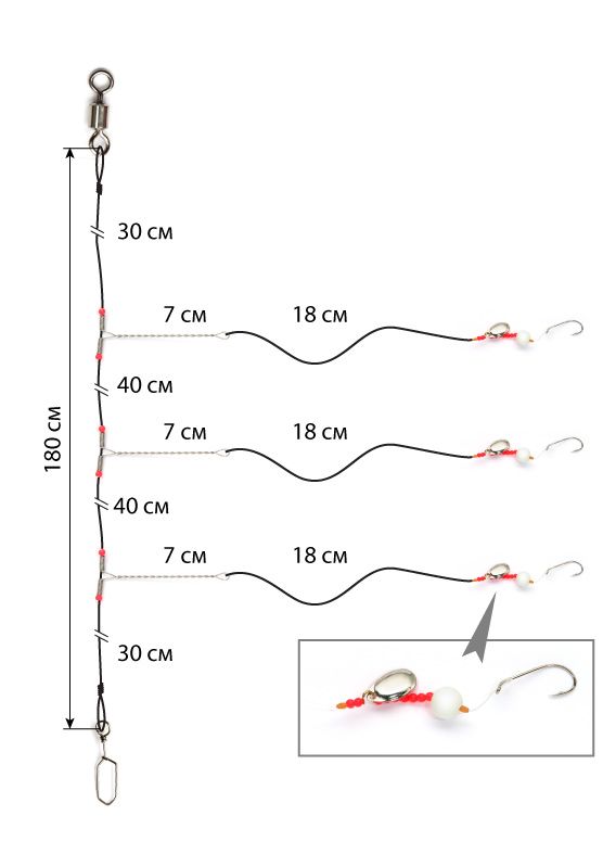 Снасточка морская Akara/Kujira SP15 №2/0 3 отвода