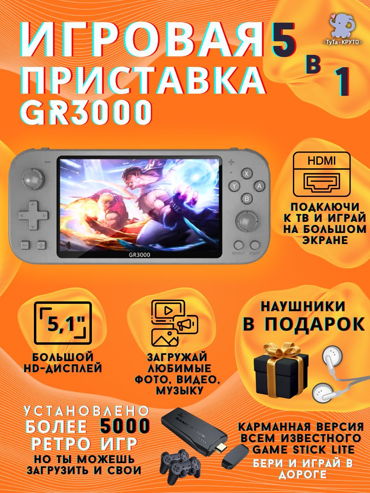 Карманная игровая приставка GR3000 консоль для телевизора компактная Game  Stick Lite DATA FROG Беспроводная Консоль, Ретро игры, музыка, электронные  ...