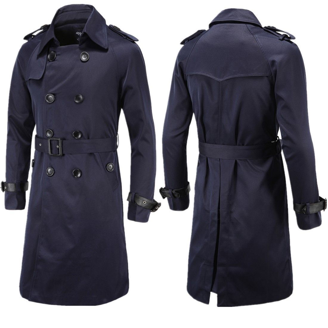 Мужской чёрный плащ Trench Coat