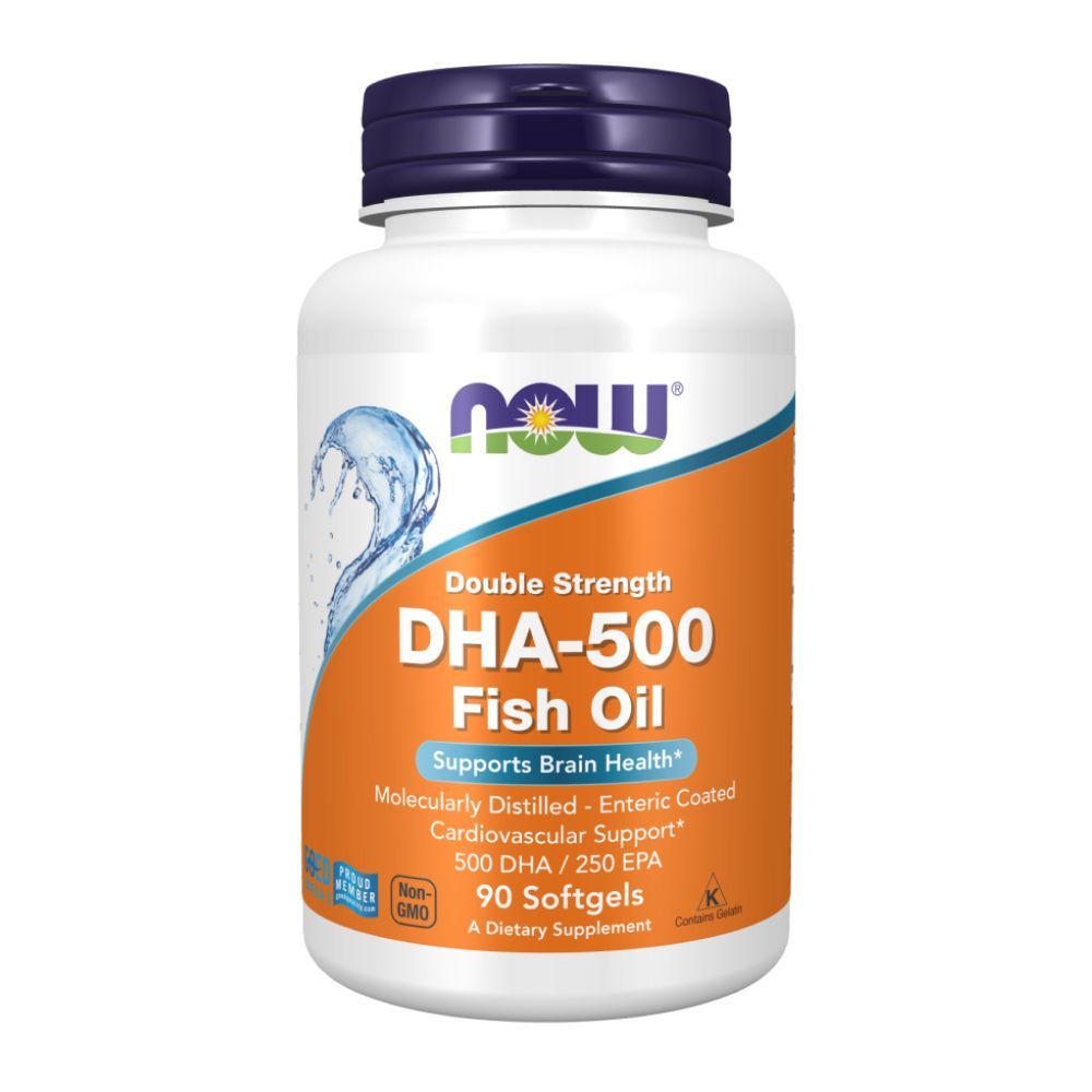 NOW DHA-500 Fish Oil 90 softgels, Омега-3 рыбий жир