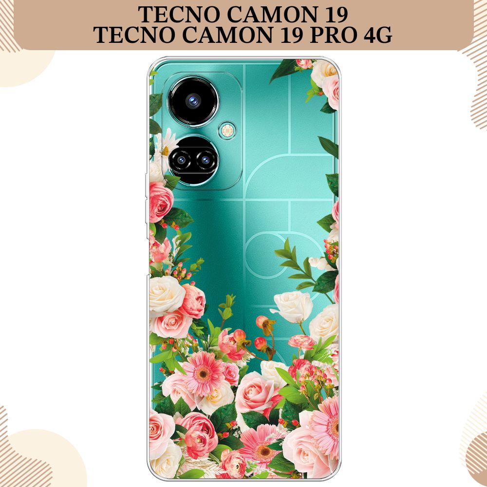 Силиконовый чехол на Tecno Camon 19/19 Pro 4G / Текно Камон 19/19 Про 4G  Маленькие розовые цветочки, прозрачный - купить с доставкой по выгодным  ценам в интернет-магазине OZON (850121078)