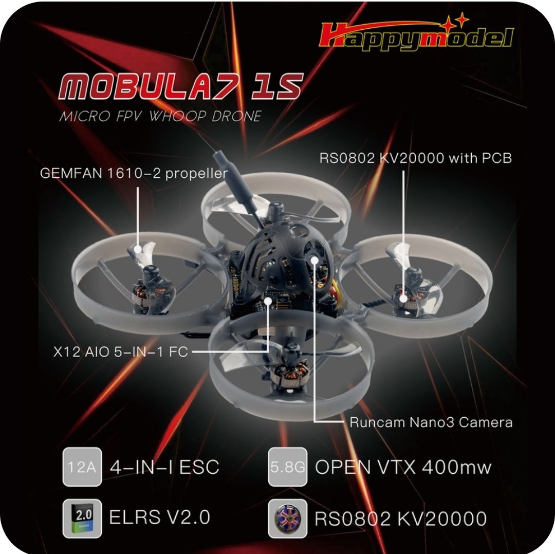 FPV квадрокоптер Mobula7 1S ELRS 2.4 ГГц