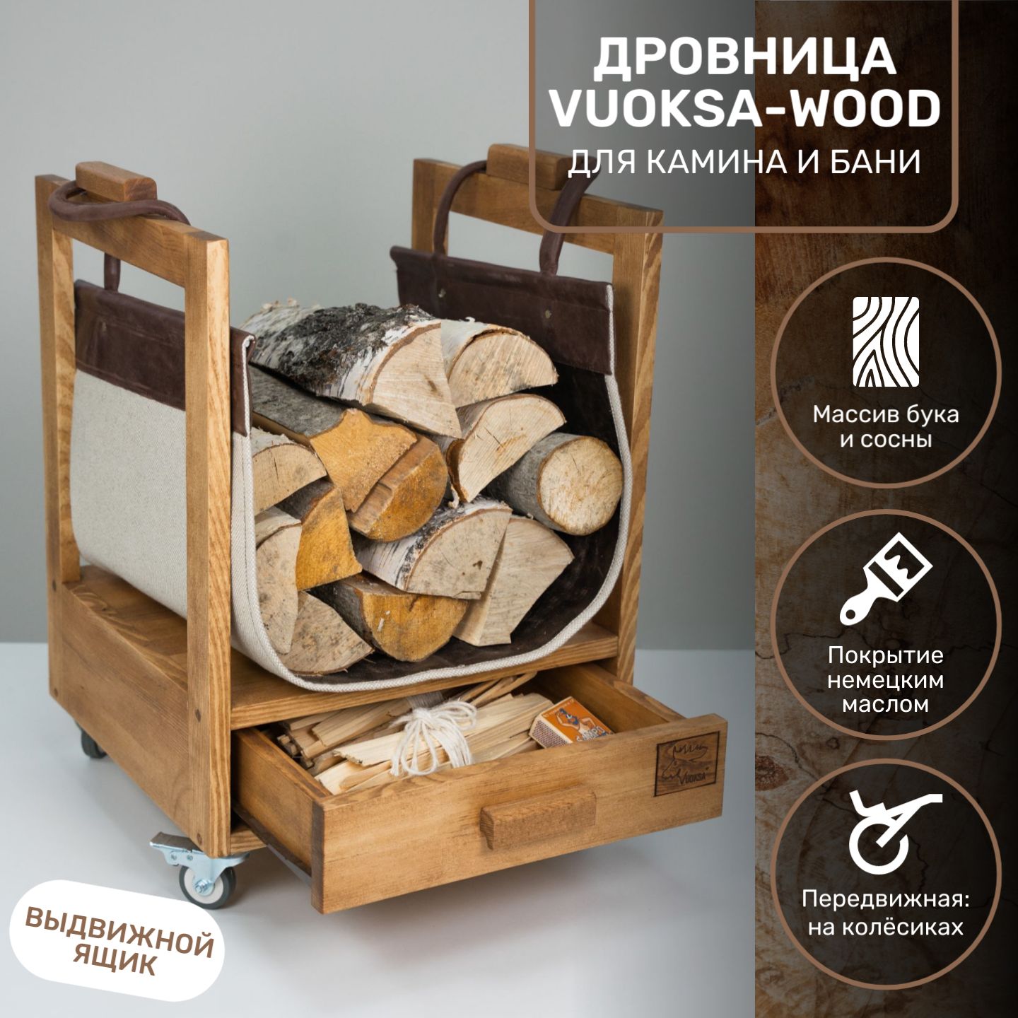 Дровница VUOKSA-WOOD, Дерево в интернет-магазине OZON с доставкой по России  (809001453)