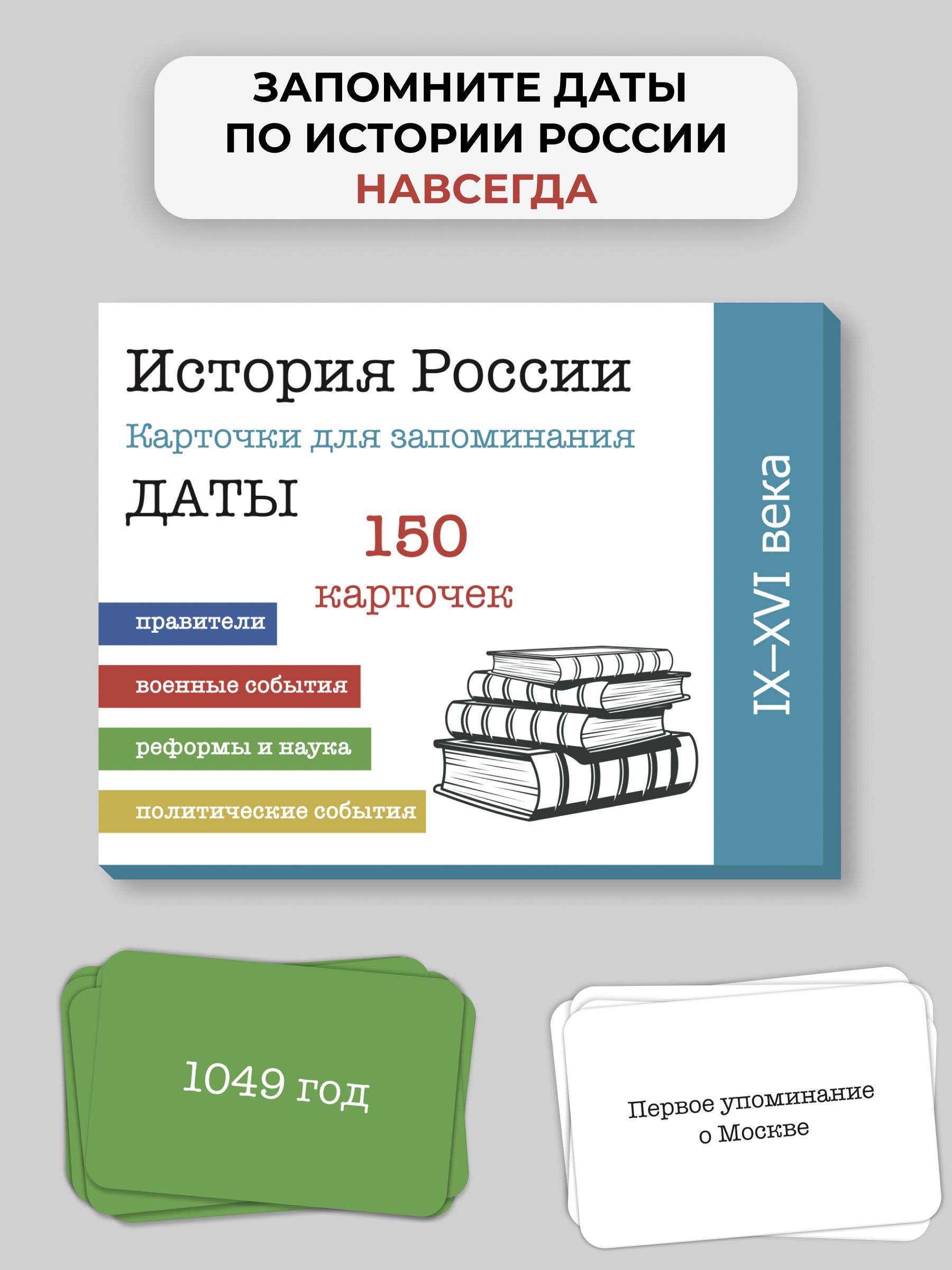 Карточки по истории России. 150 дат. ОГЭ. 9-16 вв. 6 класс. - купить с  доставкой по выгодным ценам в интернет-магазине OZON (1380361221)