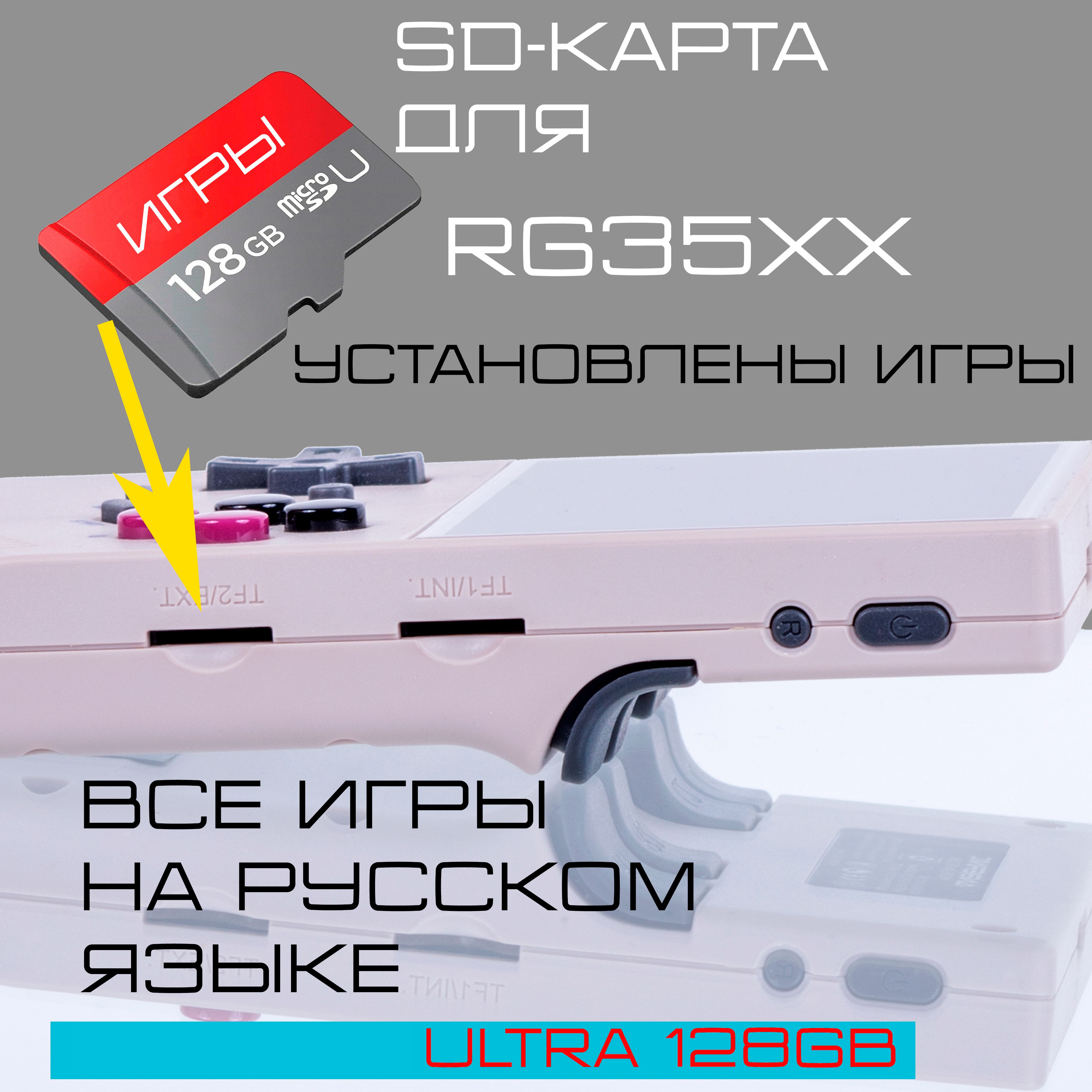 SD-карта 128GB, игры для Anbernic RG35XX , с установленными играми на  русском языке. - купить с доставкой по выгодным ценам в интернет-магазине  OZON (1323413320)