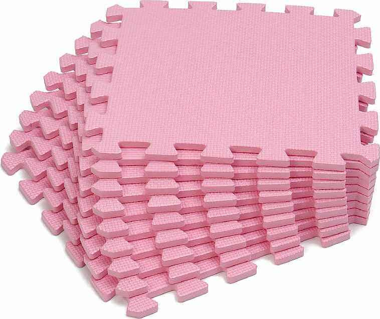 Детский коврик-пазл Meitoku "Розовый" 30x30x1 см (9 шт.) с окантовкой/игровой/развивающий/для ползания/водонепроницаемый/на #1
