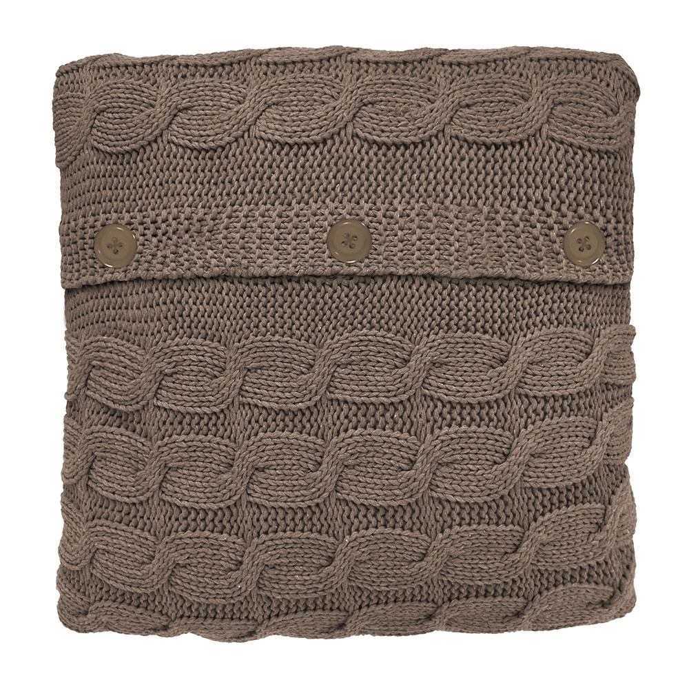 QWERTY Чехол на подушку вязаный, с пуговицами, ''Nordvic'', 50*50 см, цвет ''Ясень'', 60% хлопок, 40% #1