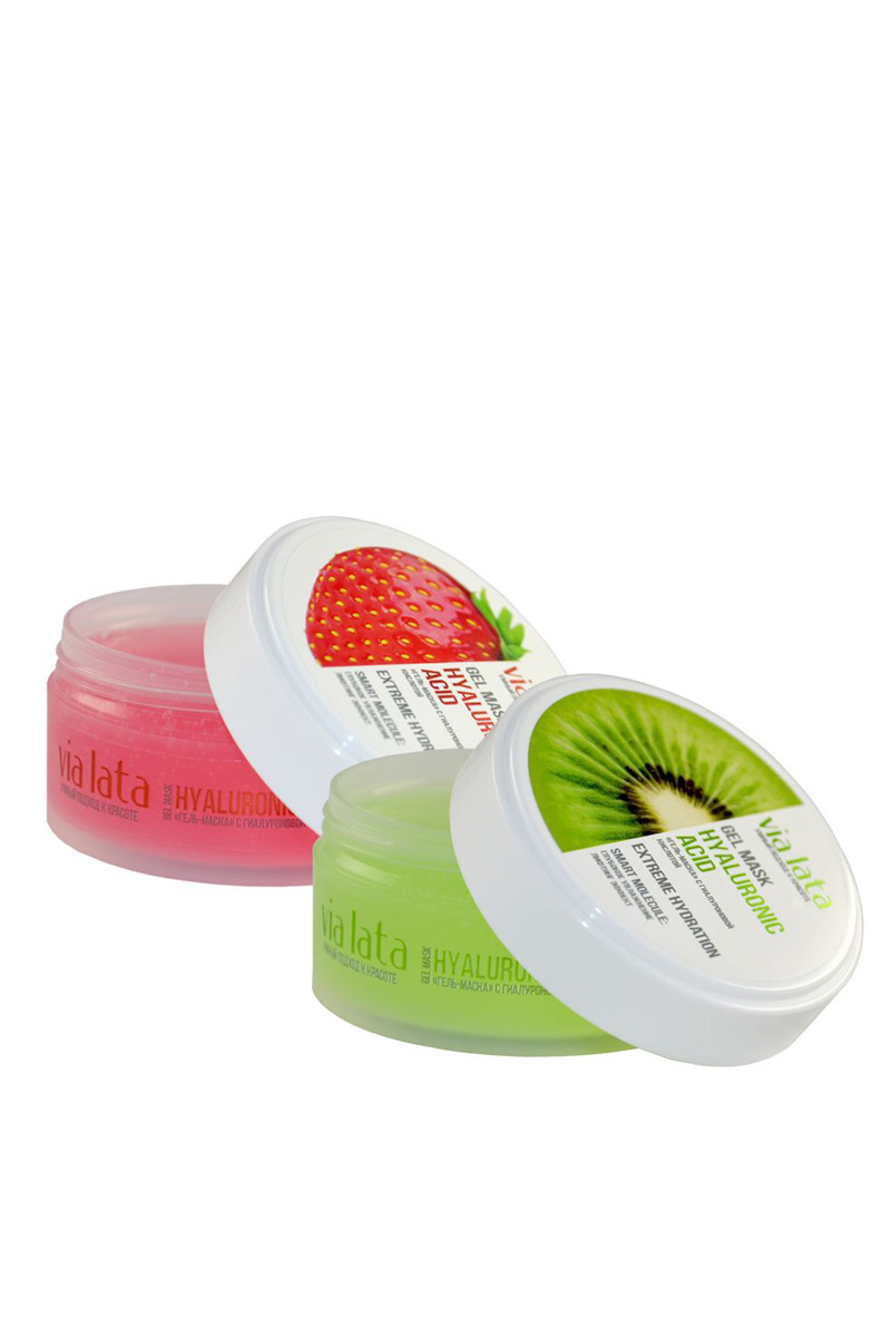 Via Lata Набор гель-масок, с гиалуроновой кислотой, киви и клубника ...