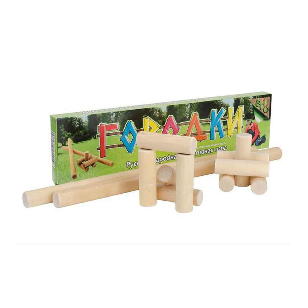 Игра Городки деревянные 2 биты и 10 цилиндров 8,5 см в коробке S+S Toys ...