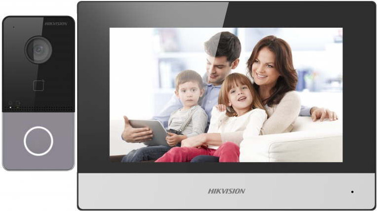 Комбинированный домофон Hikvision DS-KIS603-P серебристый — купить в ...