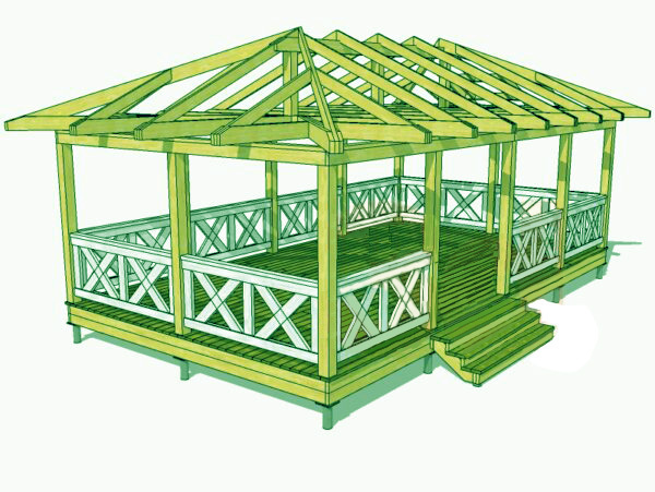 Проект каркасной беседки 6х4