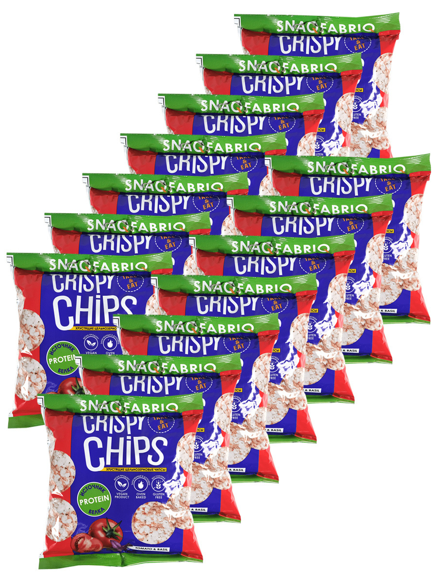 Snaq Fabriq Цельнозерновые чипсы (Томат и Базилик) 14х50г / Crispy Chips без муки, сахара, глютена  #1