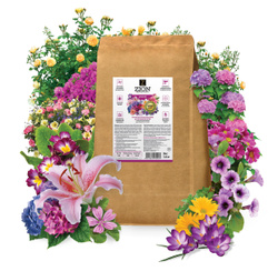 Питательная добавка для растений ZION (ЦИОН) "Для цветов", заменяет все удобрения, одно внесение на срок до трёх лет, крафтовый мешок 3,8 кг.  