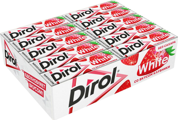 Dirol White Жевательная резинка со вкусом клубники, 30 пачек по 13,6 г ...