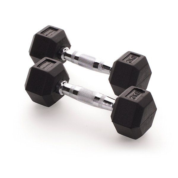 Tru Grit Fitness 30lb Black Rubber Hex Dumbbell, Single
