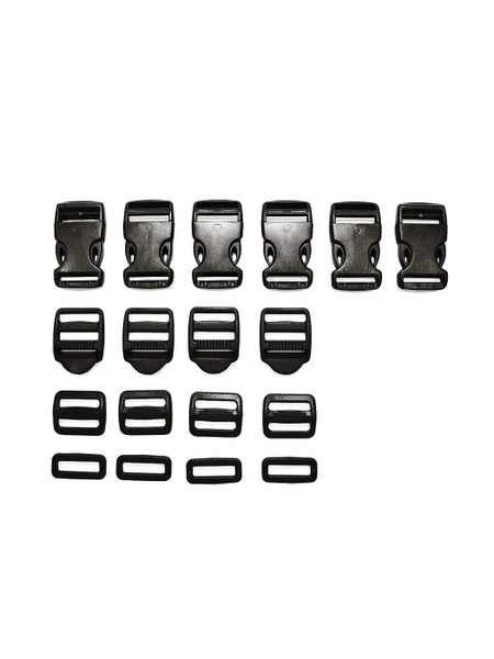 Набор 25мм: Фастексы 6шт, пряжки двухщелевые 4шт и трехщелевые 4шт ...