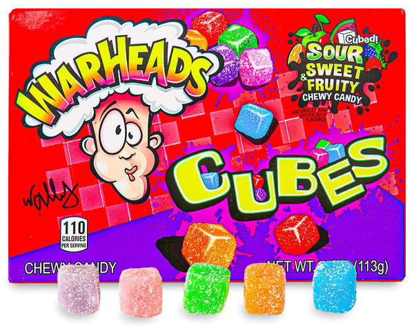 Кисло-сладкие жевательные кубики Warheads Fruity Chewy Candy, США, 113 ...