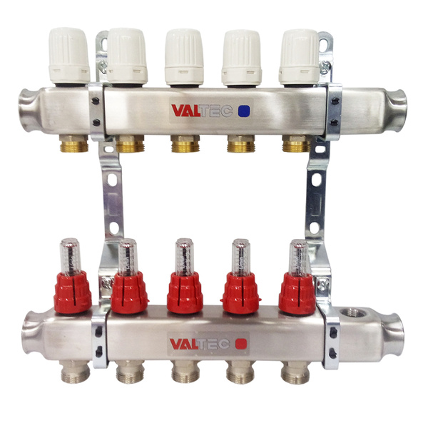Коллекторная группа с расходомерами 1"x 5 выхода 3/4"ЕК Valtec VTc.586 ...