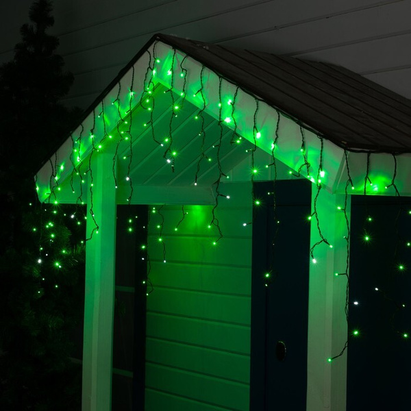 Гирлянда Бахрома 3x0.6 м, IP44, УМС, тёмная нить, 160 LED, свечение ...