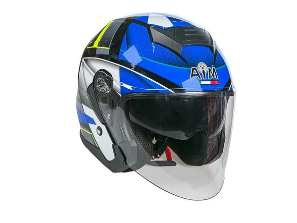 Мотошлем открытый AiM JK526 Blue/Grey/Black, XL купить на OZON по ...