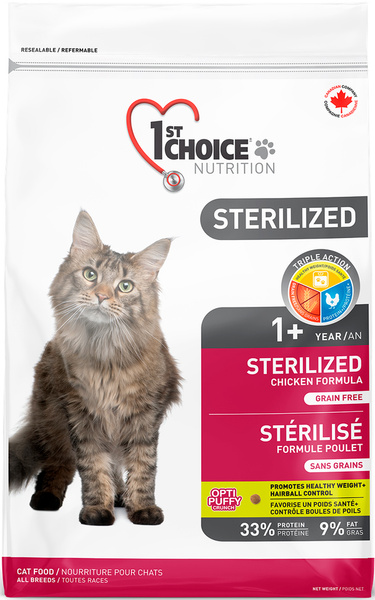 Корм 1st Choice Grain Free Sterilized для стерилизованных кошек, курица ...