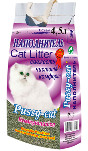 Наполнитель для кошачьего туалета PUSSY-CAT КОМКУЮЩИЙСЯ - Пусси-кэт ...