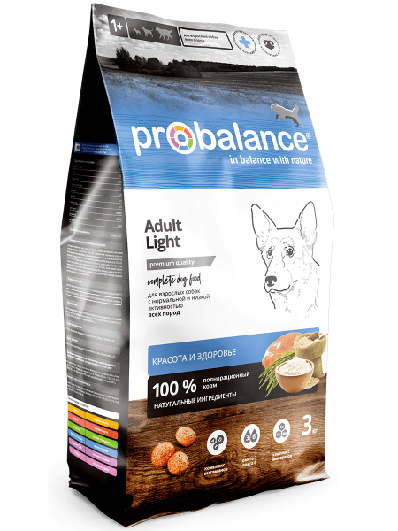 Корм сухой для собак Probalance Adult Light, контроль веса, 3КГ ...