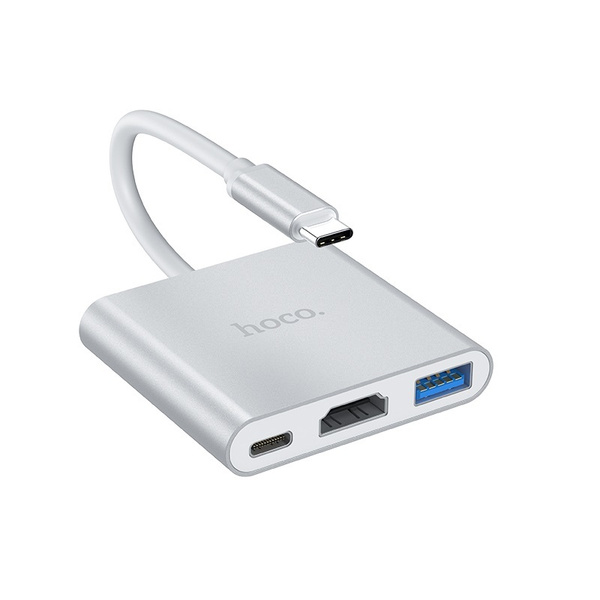 Разветвитель адаптер переходник концентратор с Type-C USB на HDMI+USB 3 ...