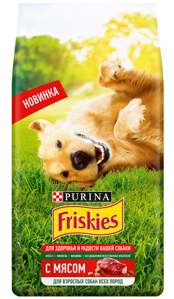 Cухой корм Friskies для взрослых собак, с мясом, 10 кг - купить с ...