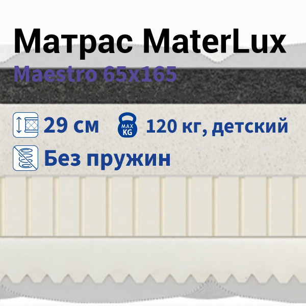 Матрас в кроватку MaterLux 98233_165, Беспружинный, 65 - купить по ...