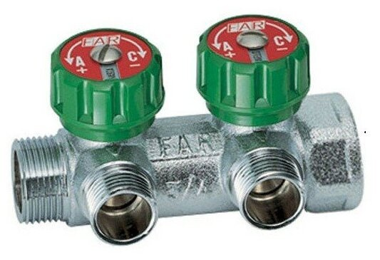 Коллектор проходной регулируемый FAR Multifar 3/4" НР-ВР, 2 отвода 1/2 ...