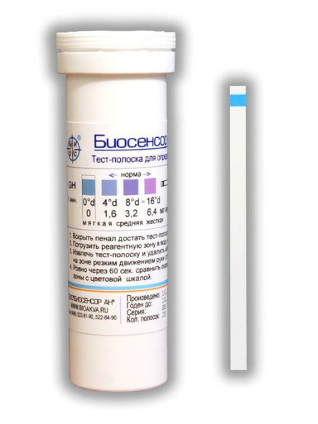 Тест-полоски жесткости воды индикаторные 25 шт Биосенсор-Аква-GH ...