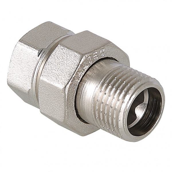 Сгон прямой американка VALTEC 3/4" НР-ВР латунь никель, b_440000503 ...