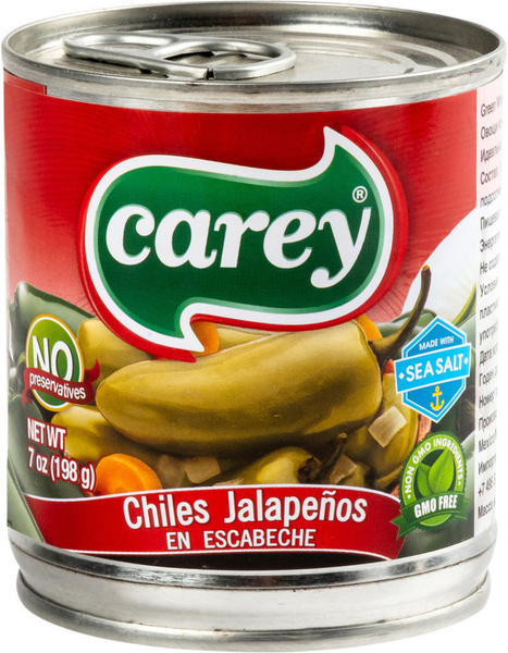 Зеленый перец Халапеньо целый, Carey, Мексика, 198 г - купить с ...