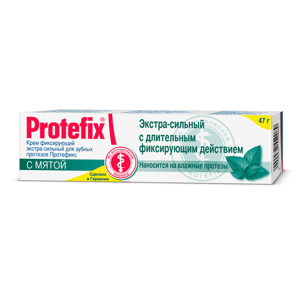 Крем фиксирующий для зубных протезов Protefix, экстра сильный, с мятой ...