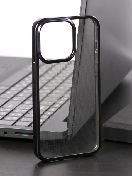 Защитный чехол-бампер на iPhone 13 Pro, черный с эффектом металлических ...