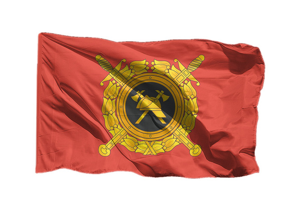 Флаг Государственной противопожарной службы РФ Пожарной охраны на шёлке ...