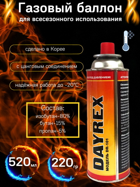 DAYREX DR 101 / 2 шт / Газовый баллон для плит / газ для горелки и ...