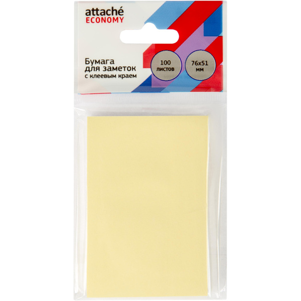 Бумага для заметок с клеевым краем Economy 76x51 мм, 100 л, пастел ...