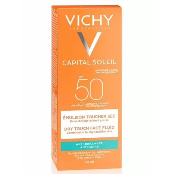 Vichy Солнцезащитная матирующая эмульсия Dry Touch для жирной кожи лица ...