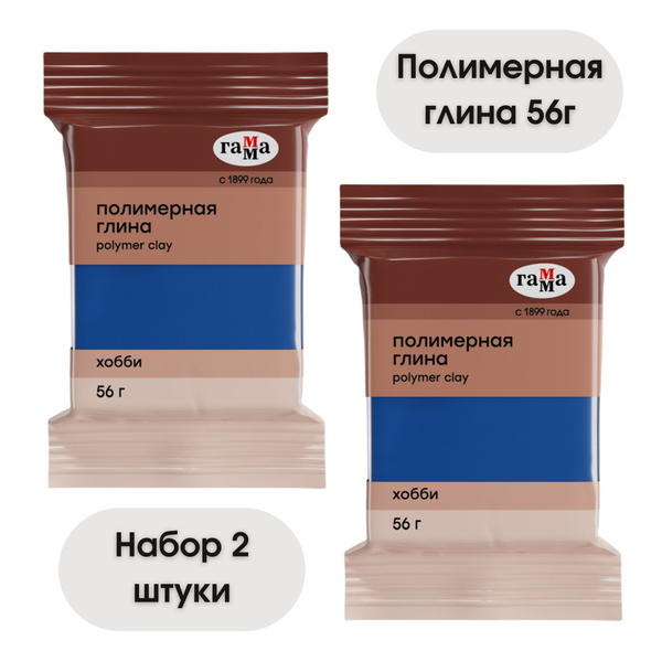 Полимерная глина "Хобби", синий, 56 грамм, 2 штуки - купить с доставкой ...