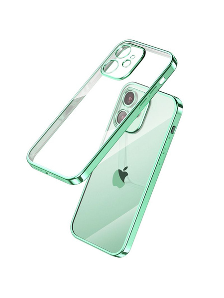 Чехол для iPhone 11 в стиле Айфон 12 / Прозрачный с защитой камеры ...