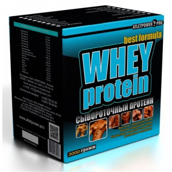 Протеин сывороточный 3000 г ATLETPOWER PRO Whey protein с витаминами ...