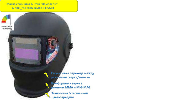 Вопросы и ответы о Маска сварщика Aurora "Хамелеон" A998F_9-13DIN BLACK ...
