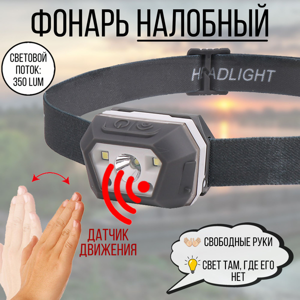 Фонарь налобный мощный яркий / фонарик налобный для рыбалки, охоты ...