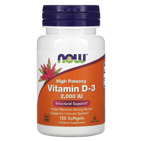 Витамин Д3 2000 NOW Vitamin D3 2000 IU 120 гелевых капсул - купить с ...