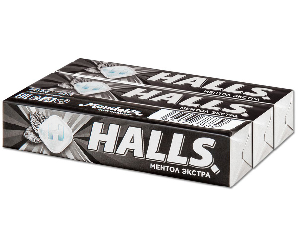 Леденцы Halls "Экстра сила" ментол экстра, черный, 25 г, 3 шт. - купить ...