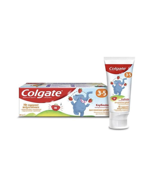Детская зубная паста Colgate 3-5 Клубника с фторидом, 60 мл - купить с ...