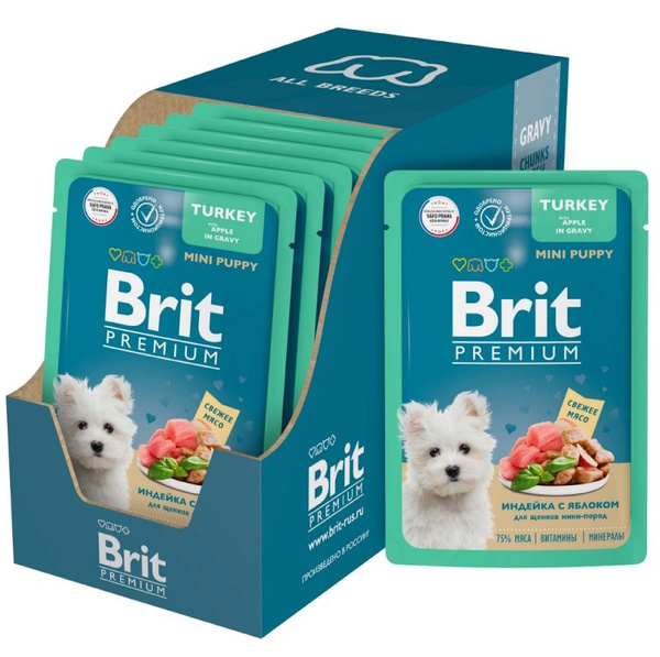 Brit Premium Паучи для щенков миниатюрных пород, с индейкой и яблоками ...