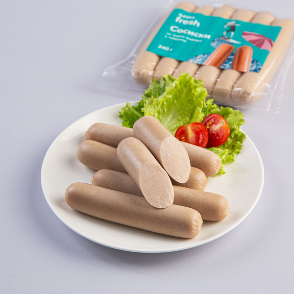 Сосиски из индейки и говядины, вареные 240 г, Ozon fresh купить на OZON ...